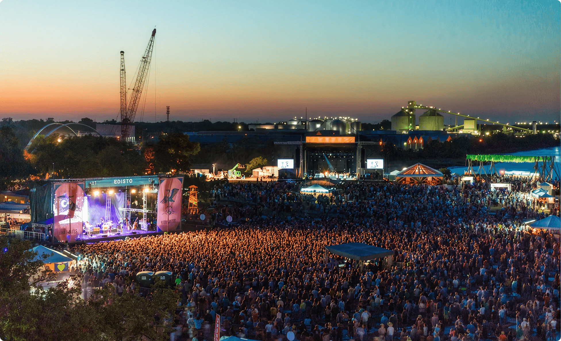 Golden-hour headlining set on the Edisto Stage at High Water Festival