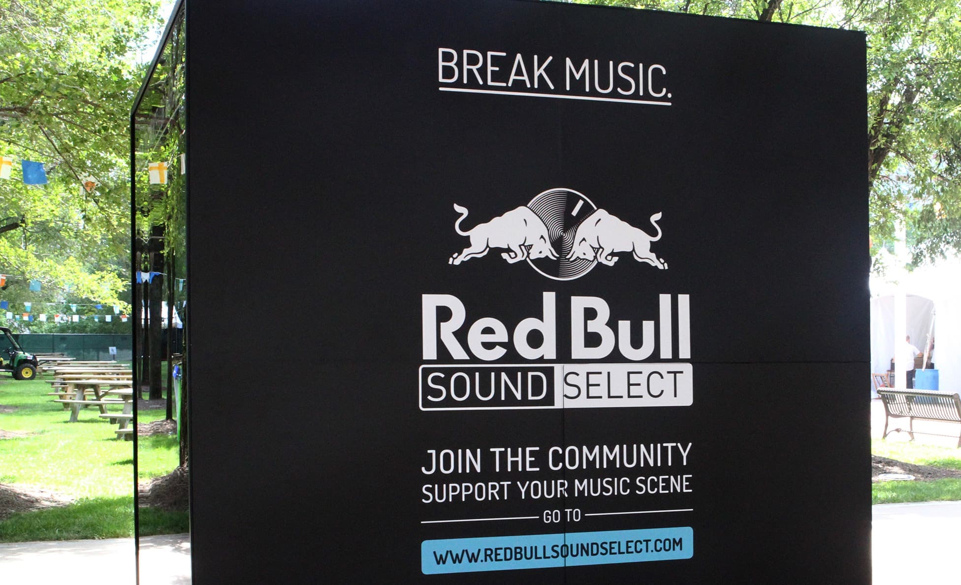 Red Bull Sound Select branded lounge wall at Forecastle Festival