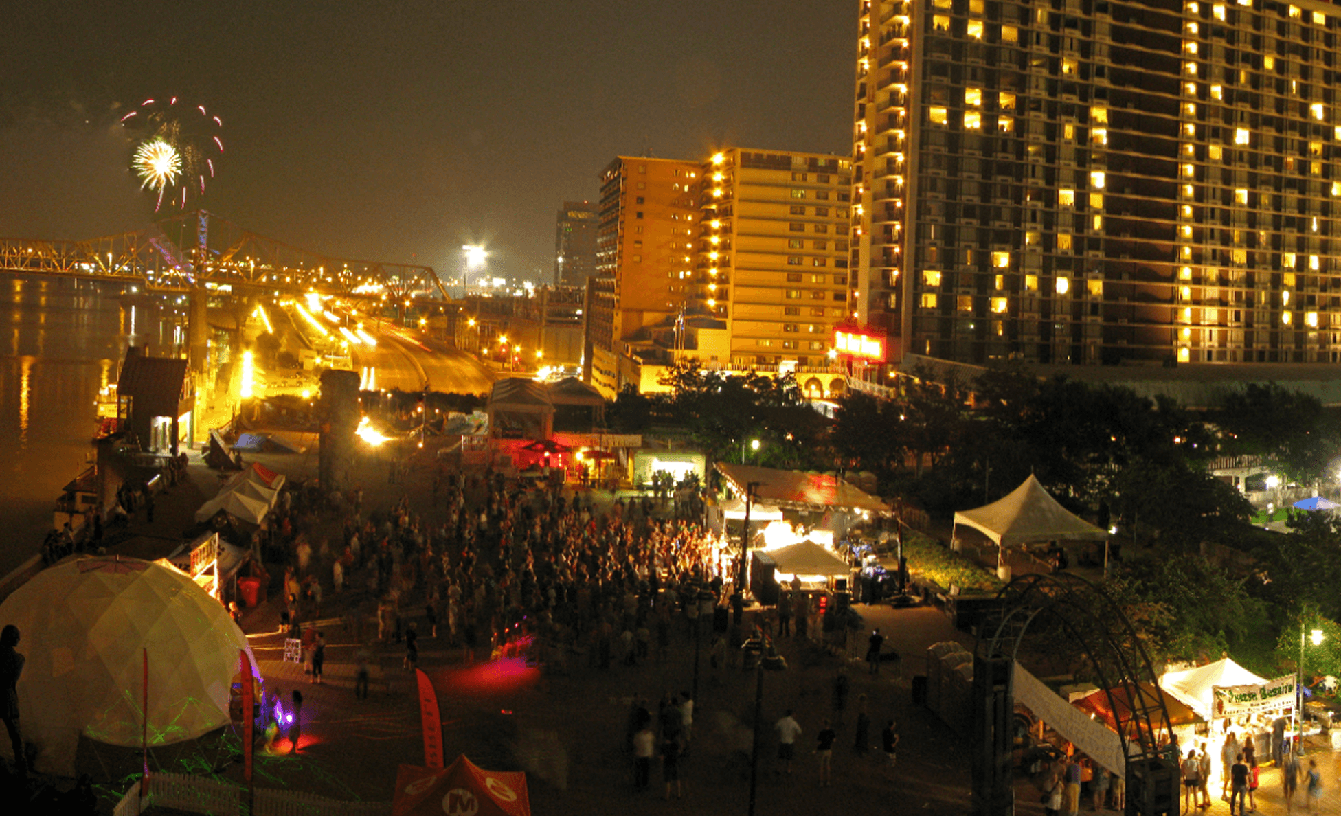 Guests in the Tito's #LoveTitos hospitality space at Forecastle Festival