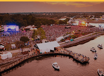 Forecastle Festival aerial view, waterfront stages, Louisville KY