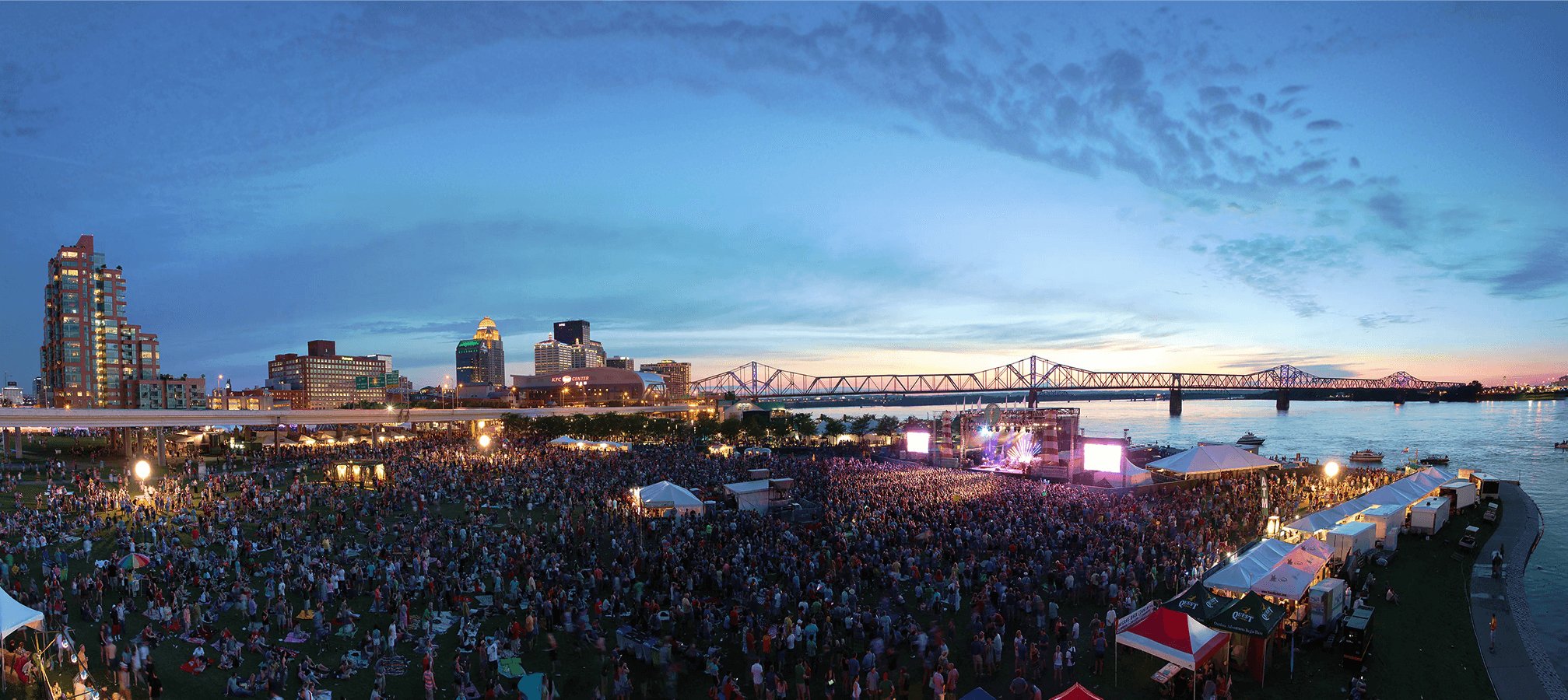 Forecastle Festival main stage at sunset, Louisville, Kentucky